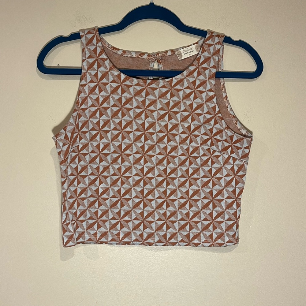 Altar'd State Dark Orange and White Patterned Crop Top